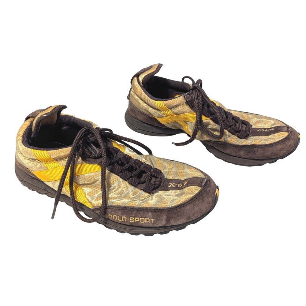 Polo Sport Ralph Lauren X-67 Vintage Gold Brown Sneakers Mens 6 Womens 7.5